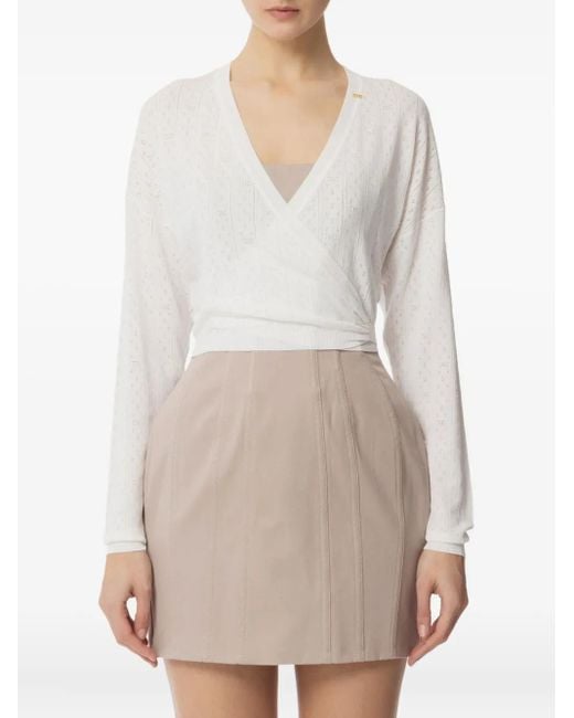 Elisabetta Franchi Trui Met Opengewerkt Wikkeleffect in het White