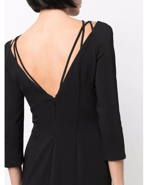 Alberta Ferretti Black Strap-Detail Knee-Length Dress