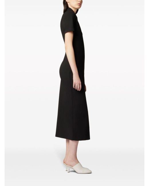 Tod's Black Point-collar Short-sleeve Midi Dress