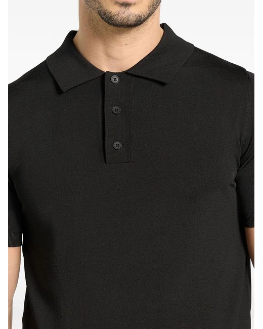 Manière De Voir Black Polo En Maille Côtelée Bryn for men