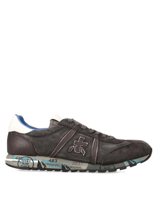 Premiata Gray Lucy 7768 Paneled-Suede Sneakers for men