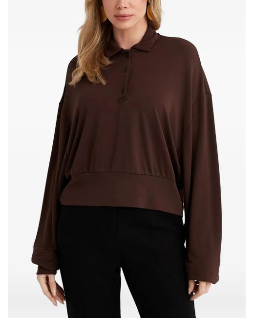 AYA MUSE Black Buttoned Polo Top