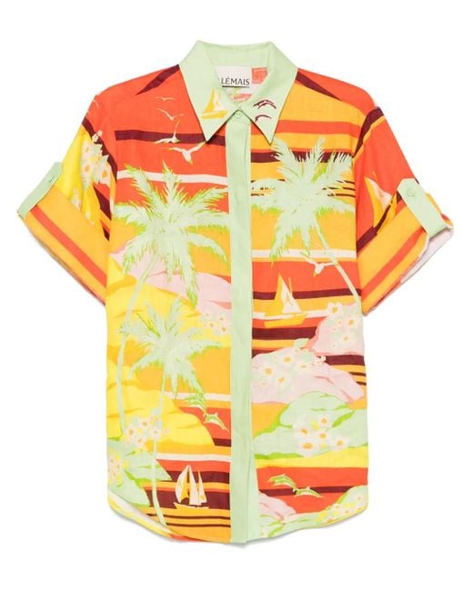ALÉMAIS Orange Palm Island Hemd