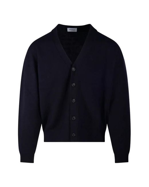 Diana Studio Blue V-Neck Button-Up Cardigan for men
