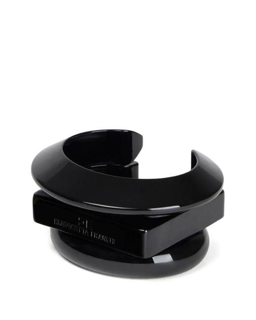 Elisabetta Franchi Black Logo-Engraved Bracelet