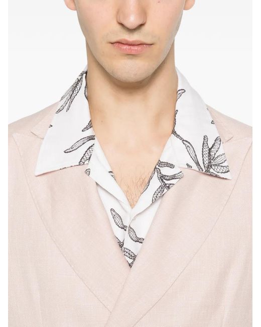 Barba Napoli Pink Easy Double-Breasted Peak-Lapel Blazer for men