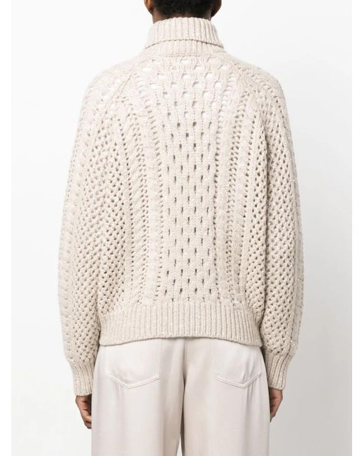 Brunello Cucinelli White Chic Long Sleeve Cyclist Knitwear For