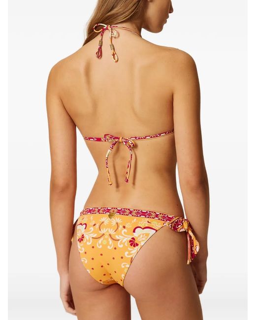 Twinset Pink Bikini Thong With Scarf Print