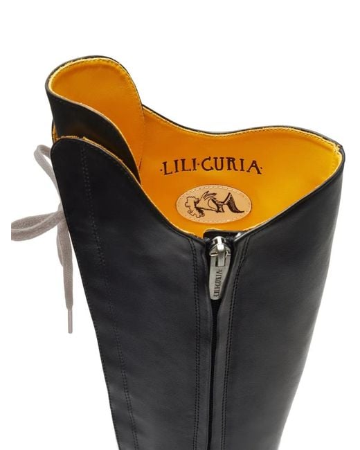 LILI CURIA Black Ida Lace Up Tall Boots