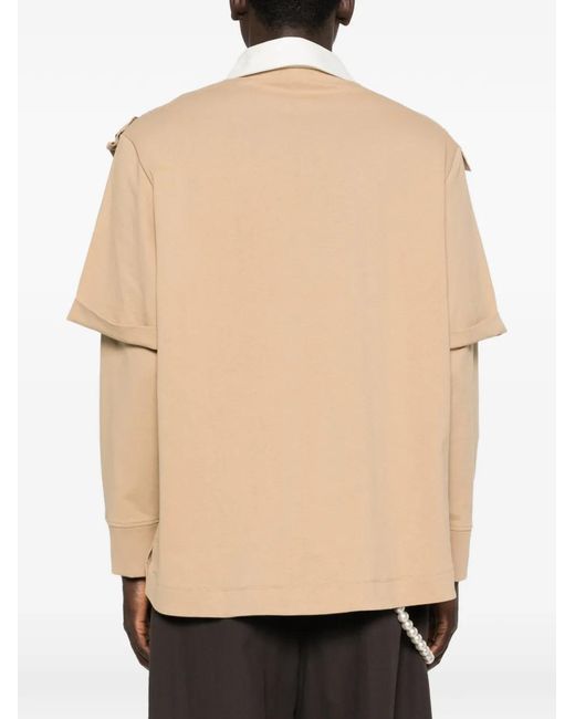 Simone Rocha Natural Ruffled-Detail Polo Shirt for men
