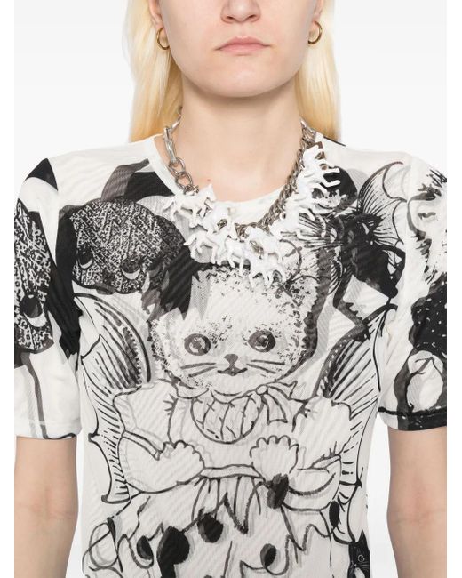 Chopova Lowena Cat Consort Short-Sleeved Top in White | Lyst