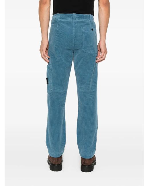 Stone Island Blue Corduroy Pocket Trousers for men