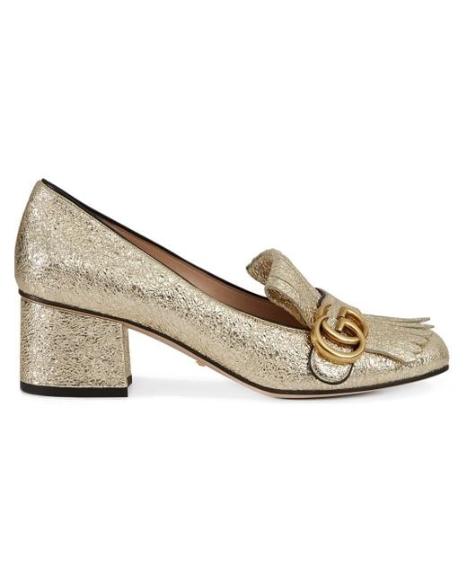 Gucci Gold Marmont Leather Pumps in het Metallic