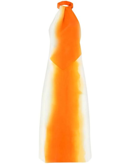 Ferragamo Orange Robe Imprimée À Dos-Nu