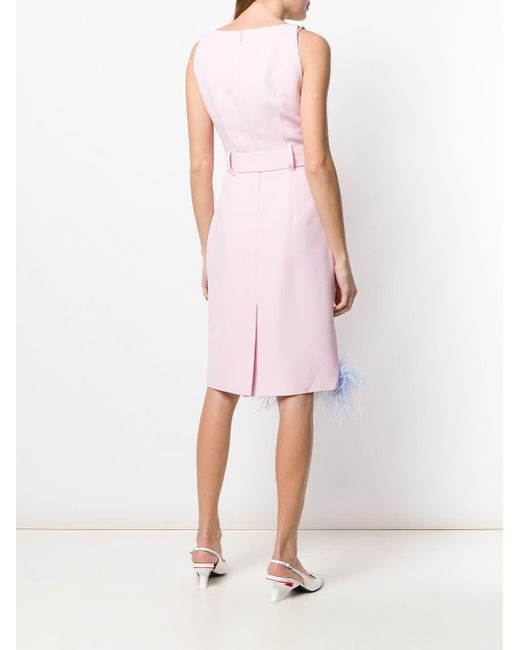 pink feather trim dress