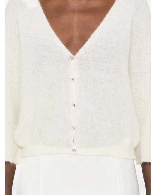 Ba&sh White Isaac Button-Front Cardigan