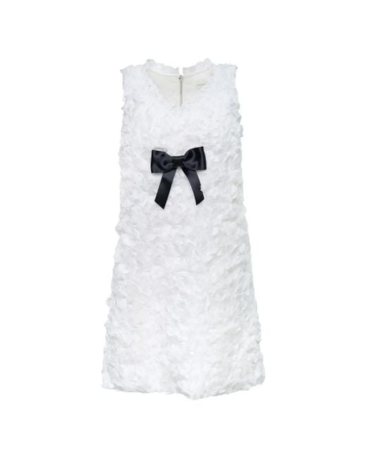 ShuShu/Tong White Ruffle-Detail Bow-Embellished Dress