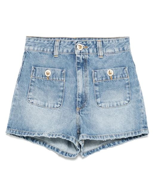 Sandro Blue Patch-Pocket Denim Shorts