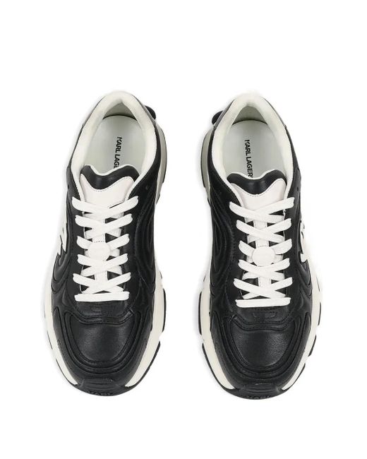 Karl Lagerfeld Black Logo Leather Sneakers for men