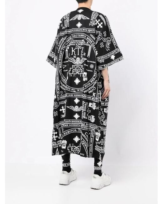 KTZ Black Church Print Zipped Kaftan