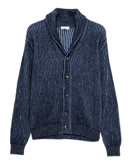 Jacob Cohen Blue Striped Ribbed-Knit Cardigan for men