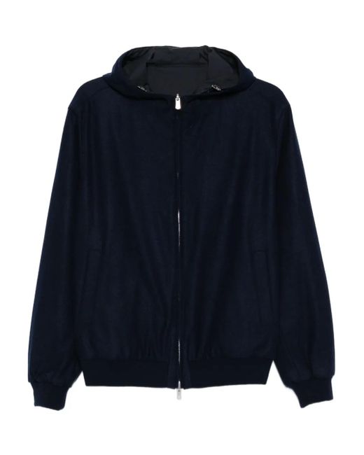 Giacca Con Cappuccio E Zip di Fedeli in Blue da Uomo