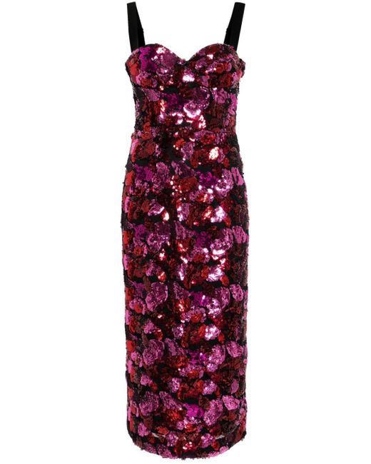 Rebecca Vallance Purple Azalea Sequined Midi Dress
