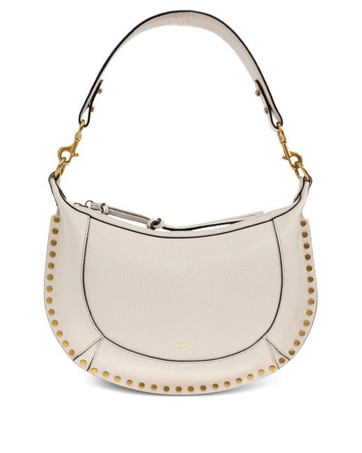 Isabel Marant White Naoko Studded Leather Shoulder Bag
