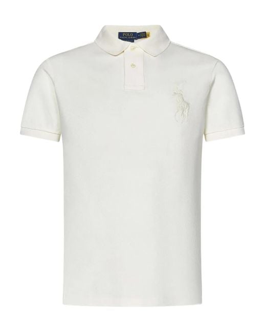 Polo Ralph Lauren White Logo-embroidered Polo Shirt for men