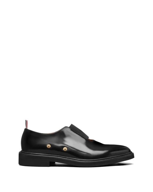 Thom Browne Black Suede-Panelled Derby Shoes for men