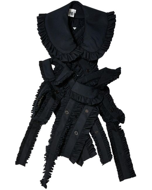 Noir Kei Ninomiya Black Ruffled Crossover-strap Cotton Top