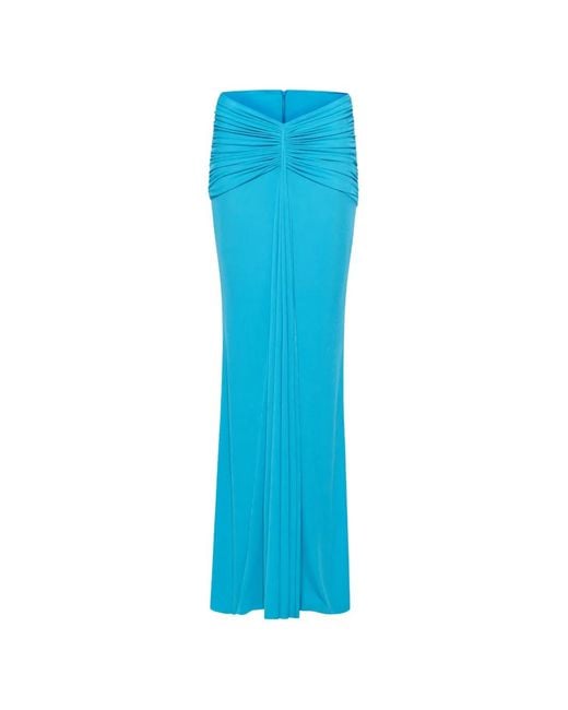 Chats by C.Dam Blue Noura V-Neck Back-Zip Maxi Skirt Set