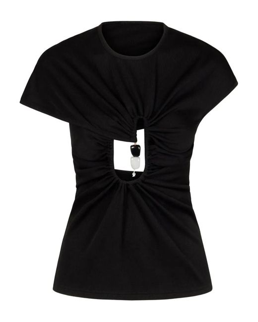 Christopher Esber Black Cut-Out Ribbed Top