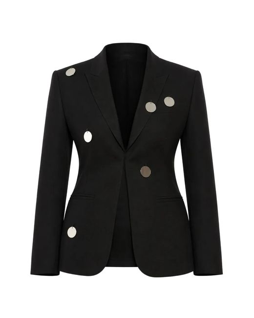 David Koma Black Mirror-Embellished Peak-Lapel Blazer