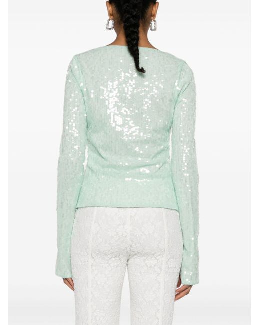 T-shirt en mesh brodé de sequins ROTATE BIRGER CHRISTENSEN en coloris Green