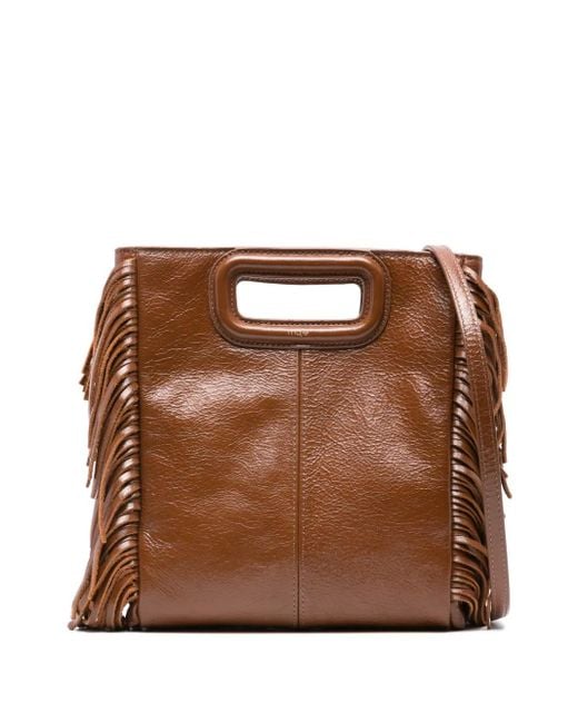 Maje Brown Fringe-Detail Tote Bag