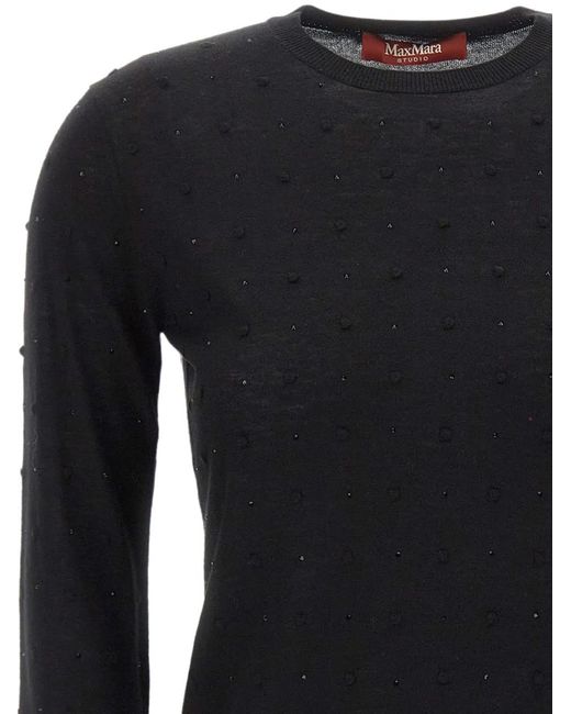 Max Mara Black Rhinestone-Embellished Sweater