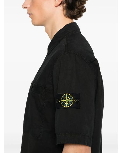 Stone Island Hemd Mit Kompass-Patch in Black für Herren