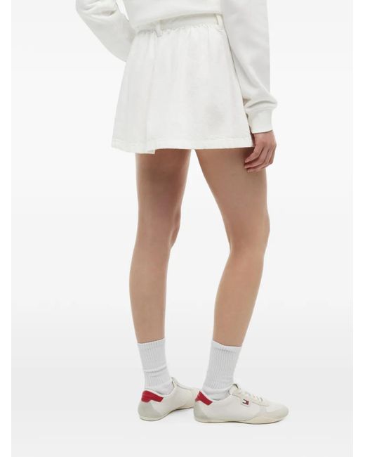 Tommy Hilfiger White Logo-Patch Pleated Mini Skirt