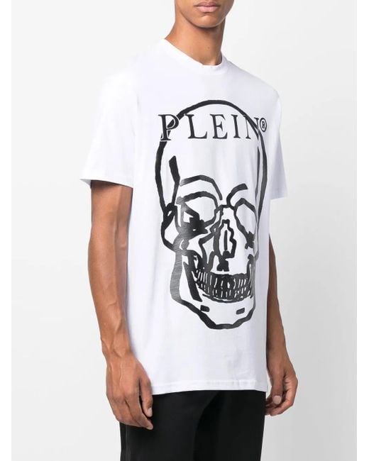 Philipp Plein White Skull-Print Short-Sleeved T-Shirt
