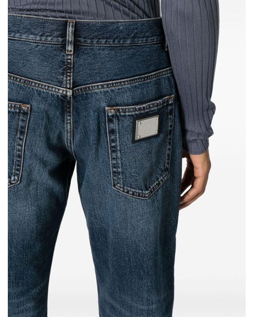 Dolce & Gabbana Straight-Leg-Jeans mit Logo in Blue für Herren
