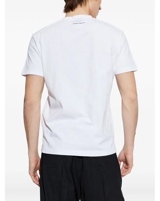 DSquared² White Logo-Print T-Shirt for men