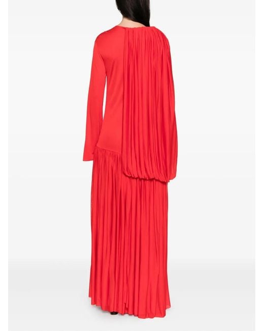 Calvin Klein Red Sara Draped Pleated Gown