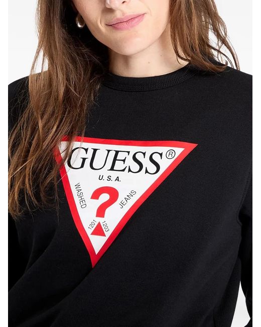 Guess Black Logo-Print Sweater