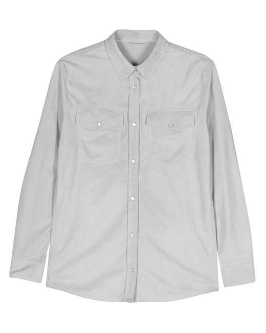 Eleventy スナップボタン スエードシャツ Gray