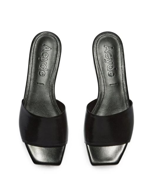 Aeyde White Anna Square-Toe Slides