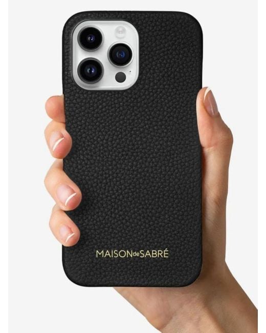 Maison De Sabre Black Iphone 15 Pro Max Leather Phone Case