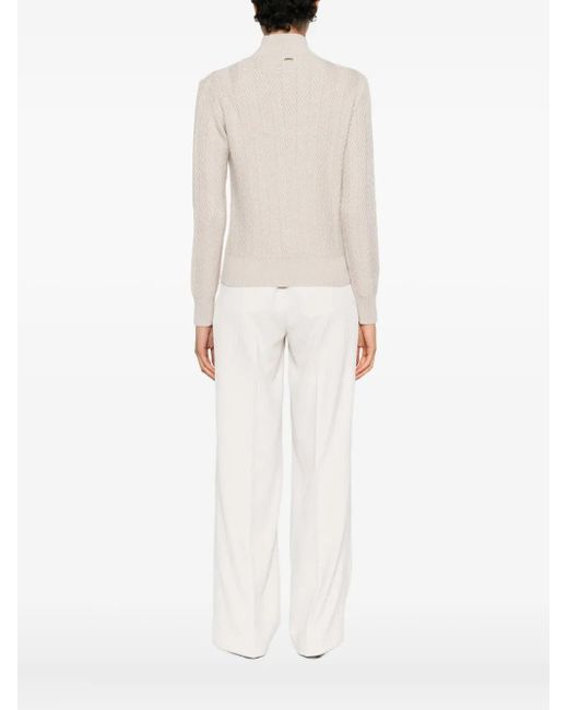 Herno White High-Neck Textured Sweater