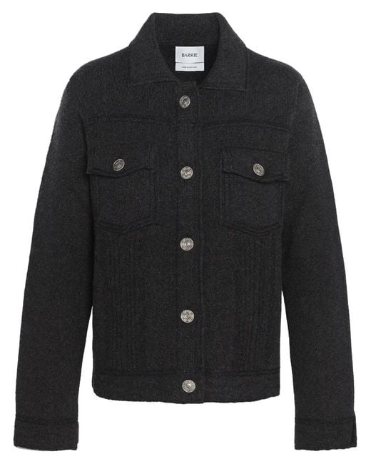Barrie Black Contrast-Stitching Denim-Effect Jacket