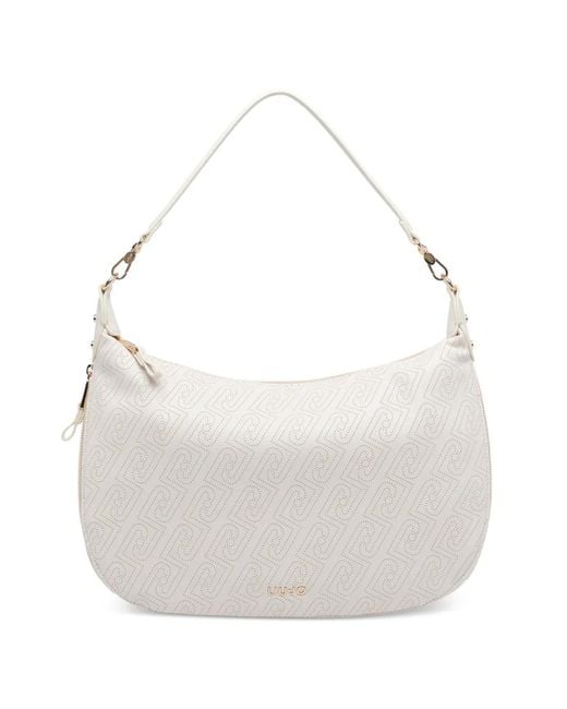 Liu Jo White Logo-Pattern Shoulder Bag